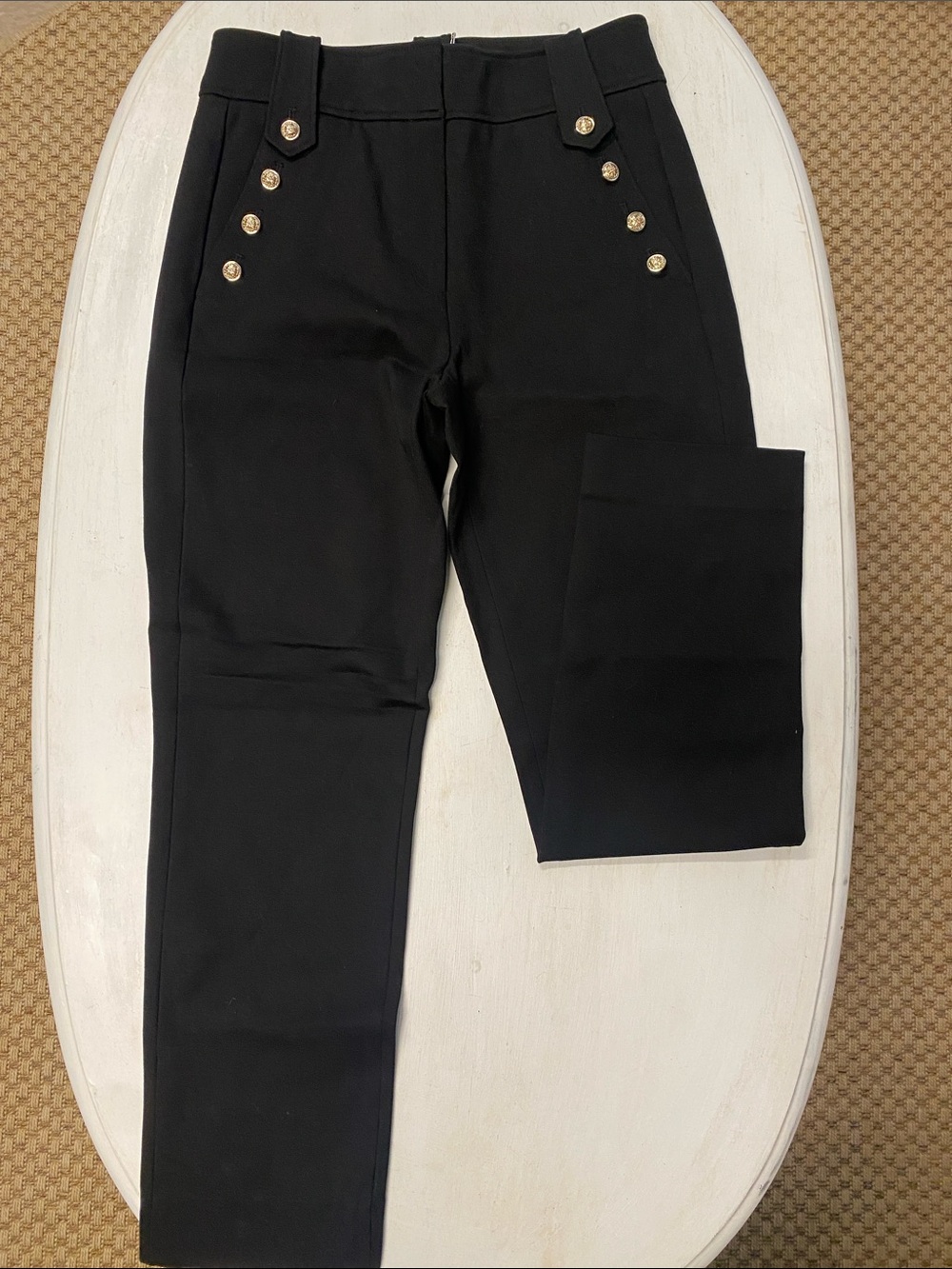 Black Women’s Quince  Dress Pants with Gold Button Detail